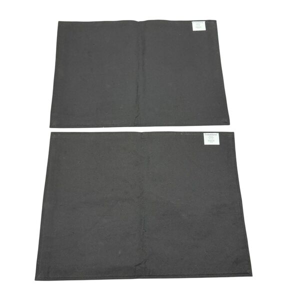 Crate & Barrel Placemats Black Cotton Checkered Pique Woven Rectangle X4 NEW - Picture 5 of 9